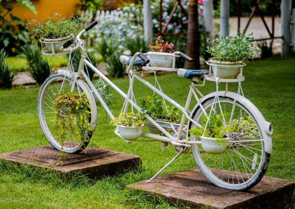 Garden planters on a bicycle